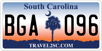 SC license plate BGA096