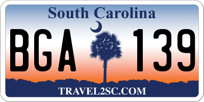 SC license plate BGA139