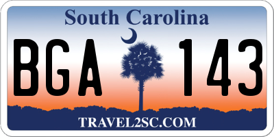 SC license plate BGA143
