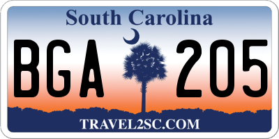 SC license plate BGA205