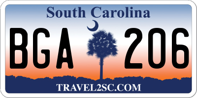 SC license plate BGA206