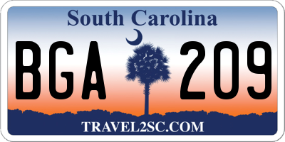 SC license plate BGA209