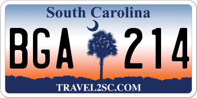 SC license plate BGA214