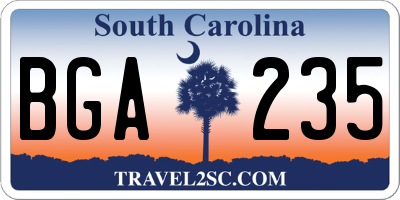 SC license plate BGA235