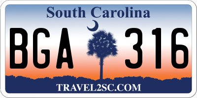 SC license plate BGA316