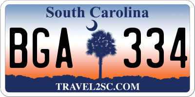 SC license plate BGA334