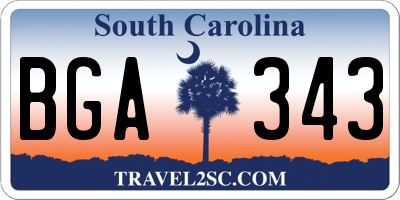 SC license plate BGA343