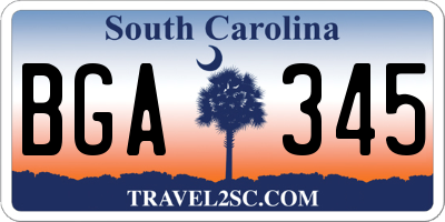 SC license plate BGA345
