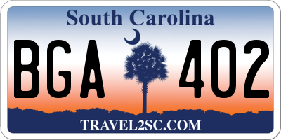 SC license plate BGA402