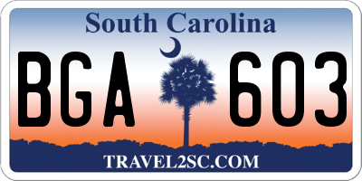 SC license plate BGA603