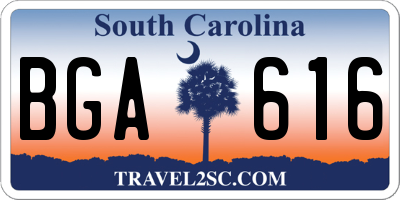 SC license plate BGA616