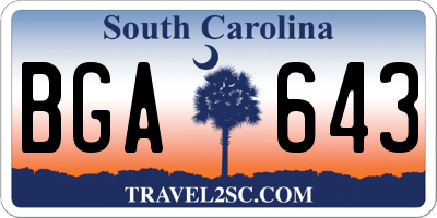 SC license plate BGA643