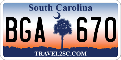 SC license plate BGA670