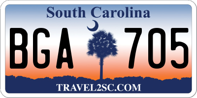 SC license plate BGA705