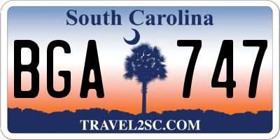SC license plate BGA747