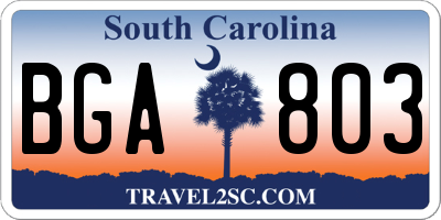 SC license plate BGA803