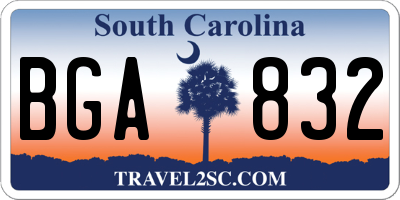 SC license plate BGA832