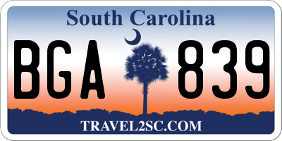 SC license plate BGA839