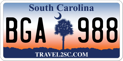 SC license plate BGA988