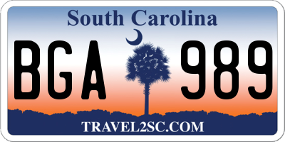 SC license plate BGA989