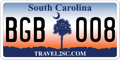 SC license plate BGB008