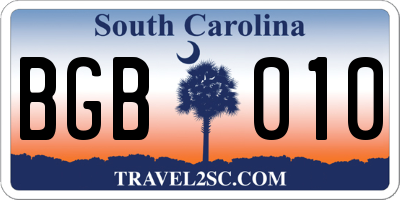 SC license plate BGB010