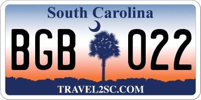 SC license plate BGB022