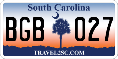 SC license plate BGB027