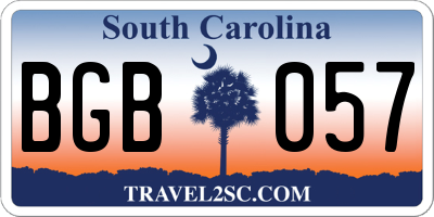 SC license plate BGB057