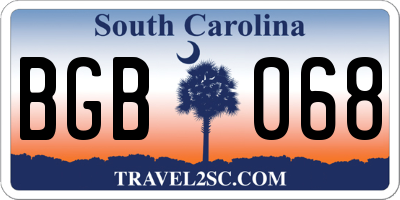 SC license plate BGB068
