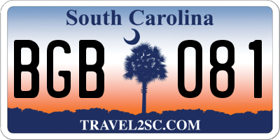SC license plate BGB081