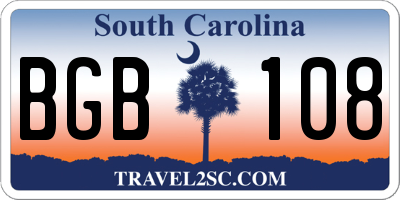 SC license plate BGB108