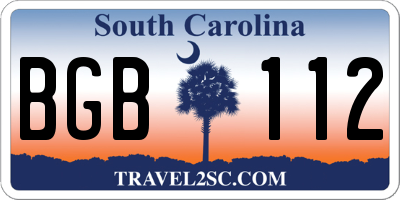 SC license plate BGB112