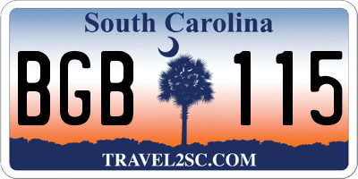SC license plate BGB115