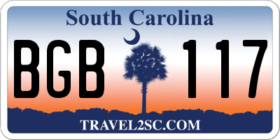 SC license plate BGB117