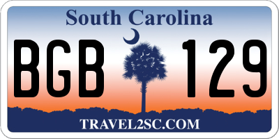 SC license plate BGB129