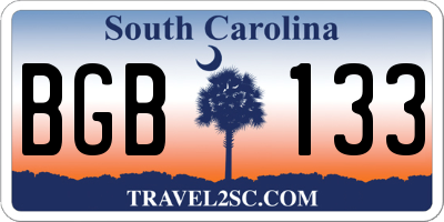 SC license plate BGB133