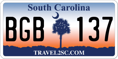 SC license plate BGB137
