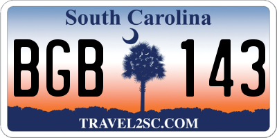 SC license plate BGB143