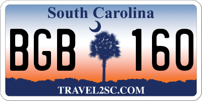 SC license plate BGB160