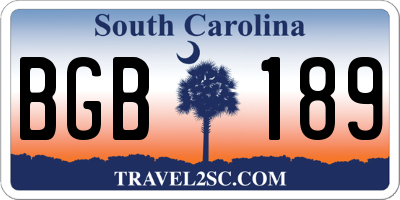 SC license plate BGB189