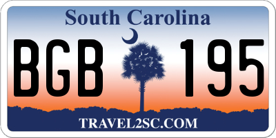 SC license plate BGB195