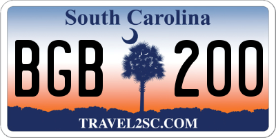 SC license plate BGB200