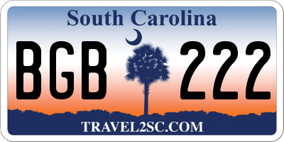SC license plate BGB222