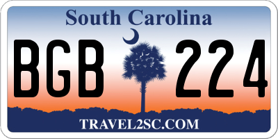 SC license plate BGB224