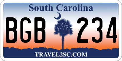 SC license plate BGB234