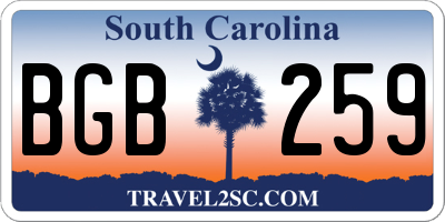 SC license plate BGB259