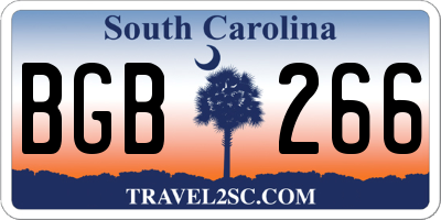 SC license plate BGB266