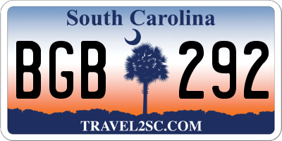 SC license plate BGB292