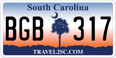 SC license plate BGB317